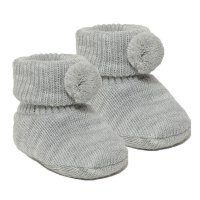 S408-G: Grey Acrylic Bootees w/Pom Pom